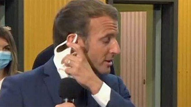 En Plein Discours Emmanuel Macron Retire Son Masque Pour Tousser Video Rtl Info