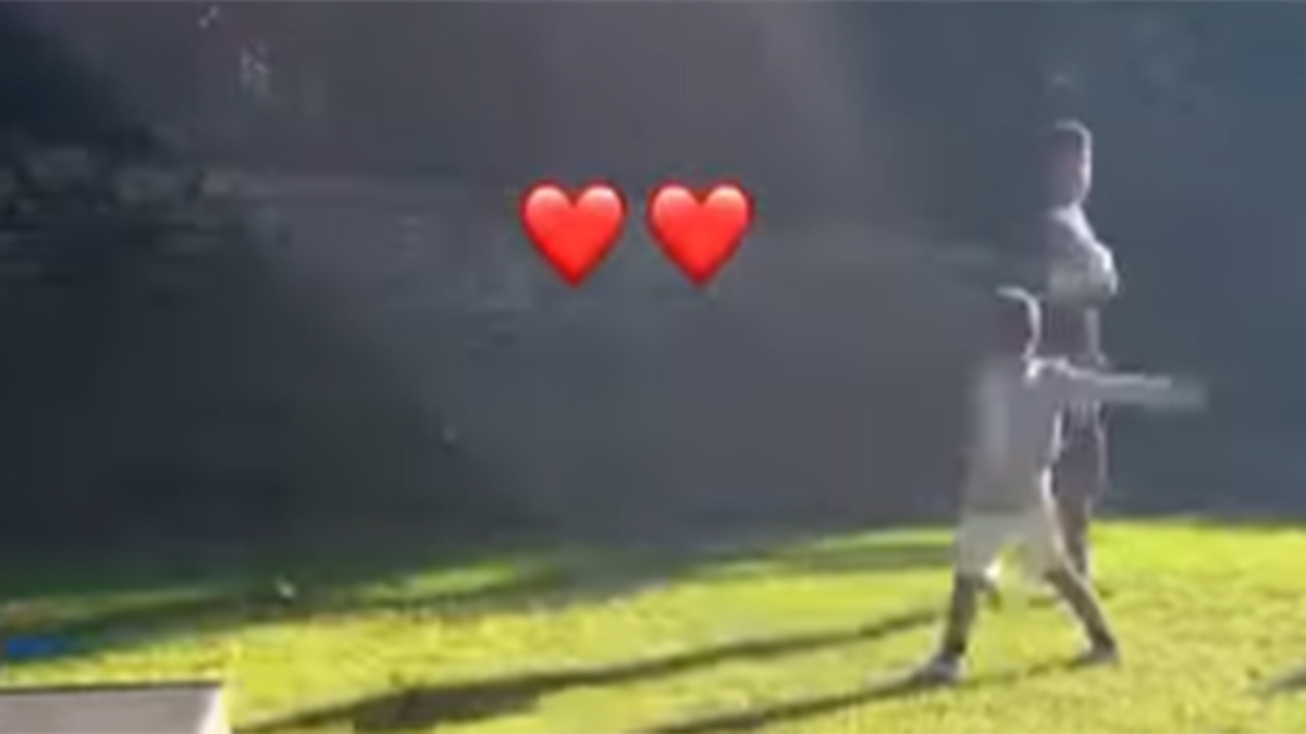 ‘Siuuuuuuu’: Cristiano Ronaldo’s son scores a goal in his garden and imitates his father’s celebration (video)